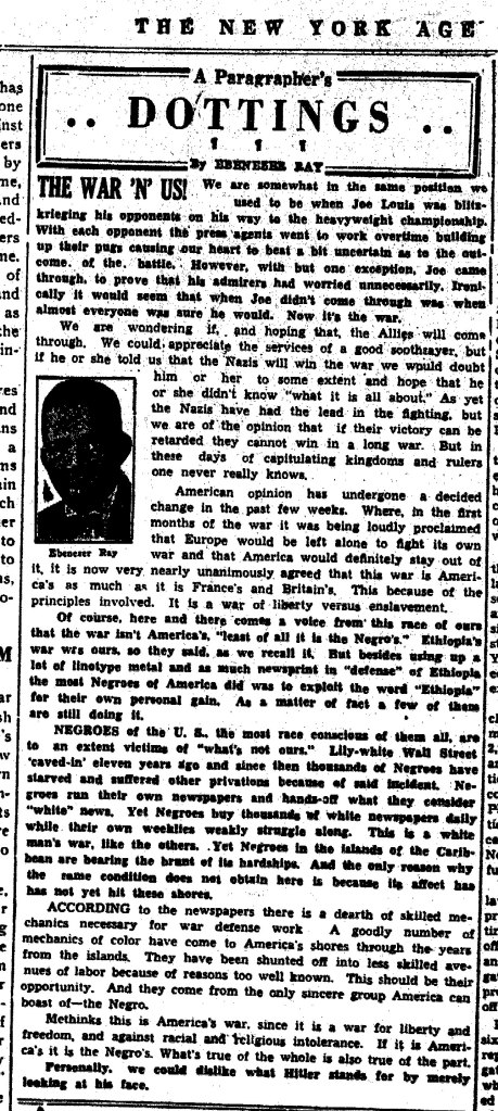 A Paragrapher's Dottings, The New York Age, June 15, 1940